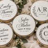Personalized Wedding Tambourines, Custom 4-Inch Wooden Party Favors.