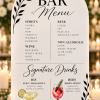 Personalized acrylic wedding bar menu and signature drinks sign