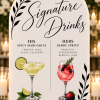 Personalized acrylic signature drinks wedding sign with custom cocktails