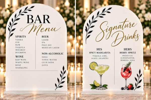Personalized Acrylic Wedding Bar Menu Sign – Signature Drinks