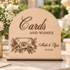 Personalized wooden Cards and Wishes wedding card table sign with floral envelope design