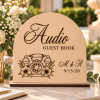 Personalized wooden Audio Guest Book wedding sign with vintage telephone design