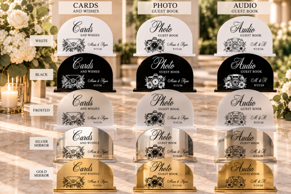Personalized Acrylic Wedding Guest Book Sign – Cards, Photo or Audio