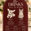 Personalized acrylic wedding bar menu sign with custom pet portraits