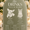 Personalized acrylic wedding bar menu with pet illustrations