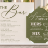 Elegant Wedding Bar Menu Sign Custom acrylic wedding signature drinks sign with elegant cocktail illustrations